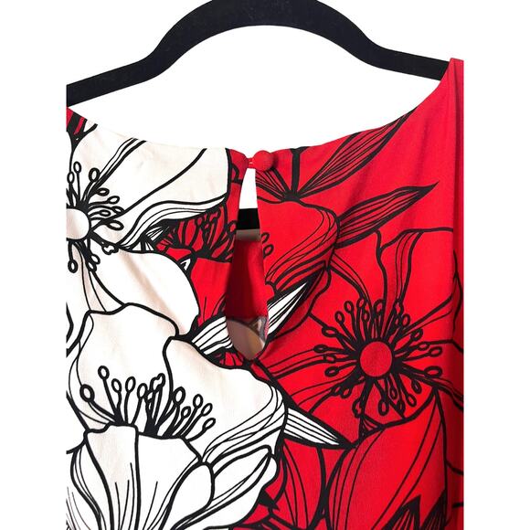 CATO Hawaiian DRESS Womens MED Red White Hibiscus Flowers Sun Slip Sleeveless - Picture 5 of 11